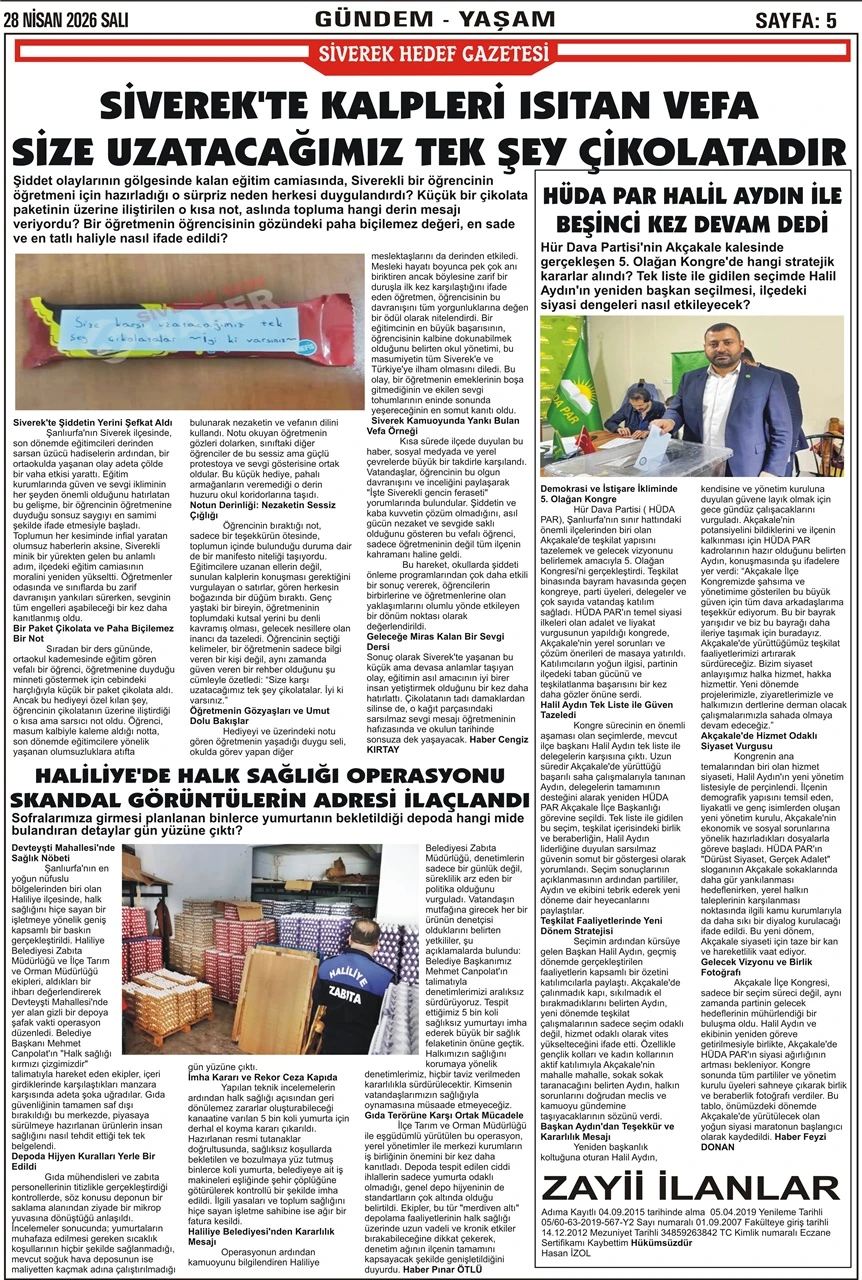 28.04.2026 Tarihli Gazetemiz