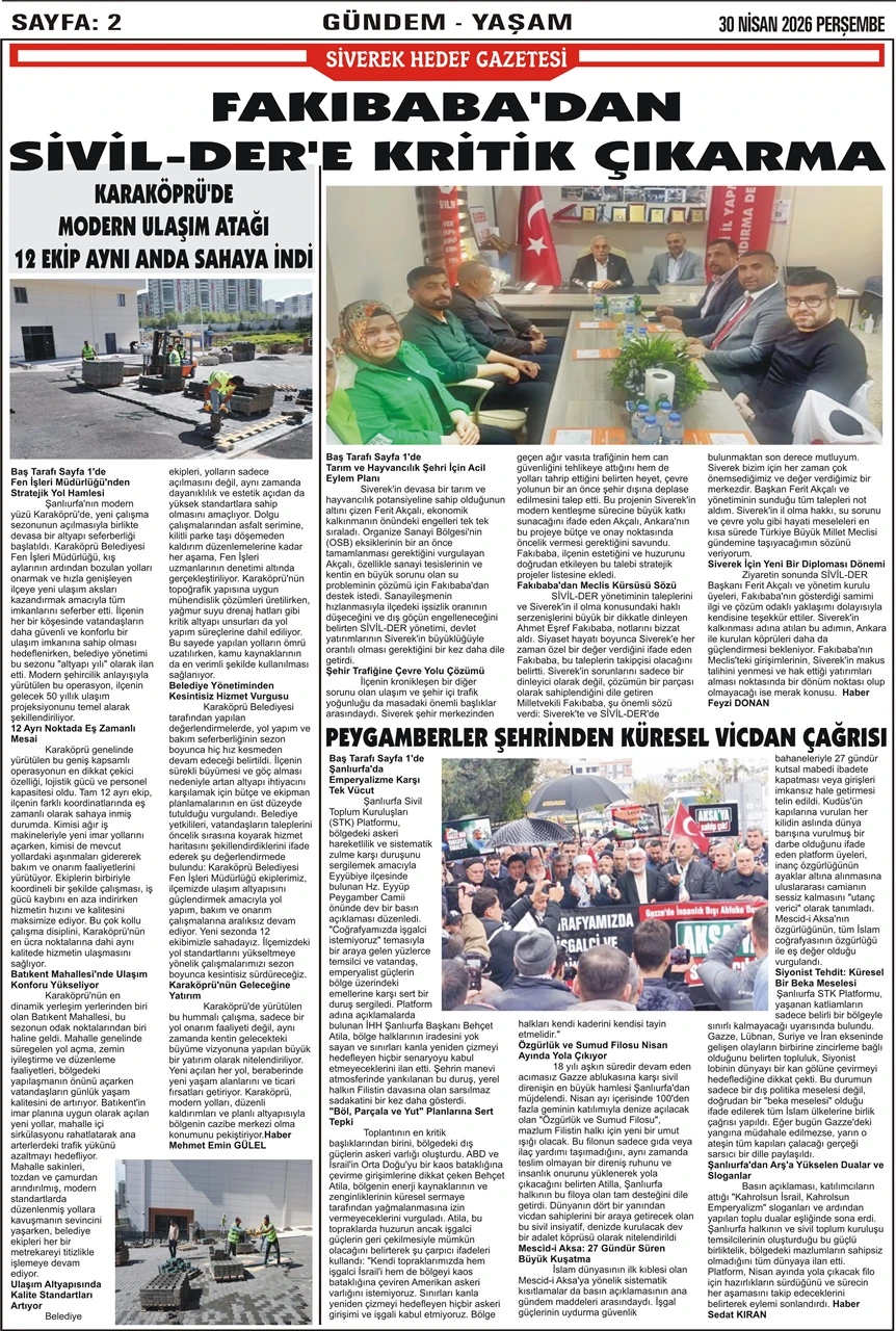 30.04.2026 Tarihli Gazetemiz