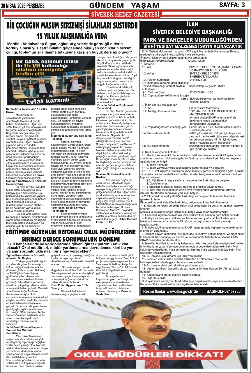 30.04.2026 Tarihli Gazetemiz