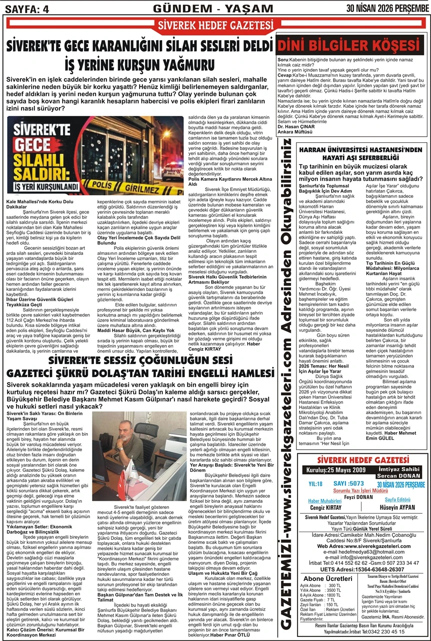 30.04.2026 Tarihli Gazetemiz