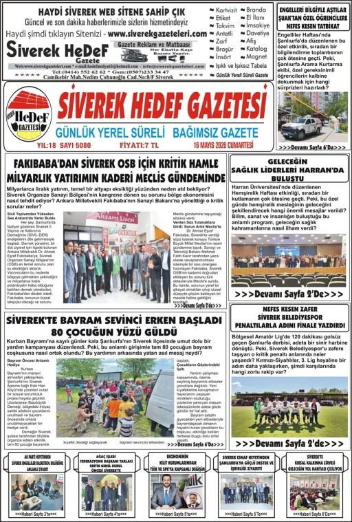 16.05.2026 Tarihli Gazetemiz