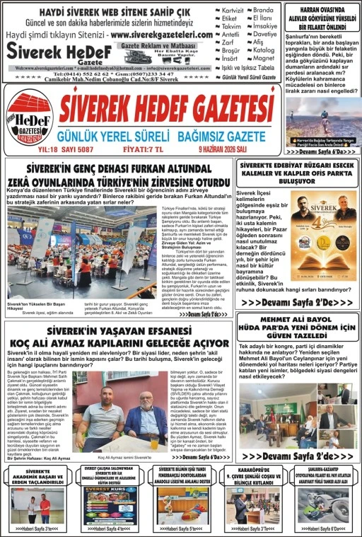 09.06.2026 Tarihli Gazetemiz