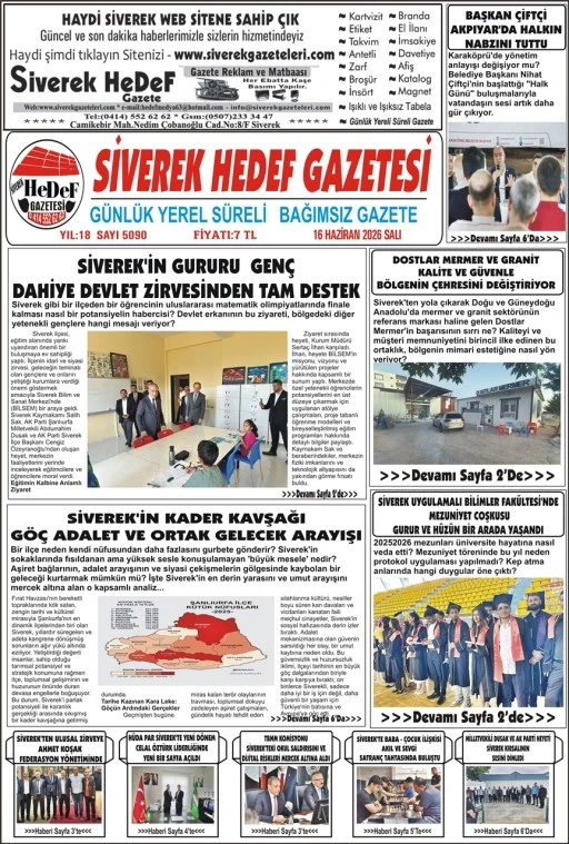 15.06.2026 Tarihli Gazetemiz