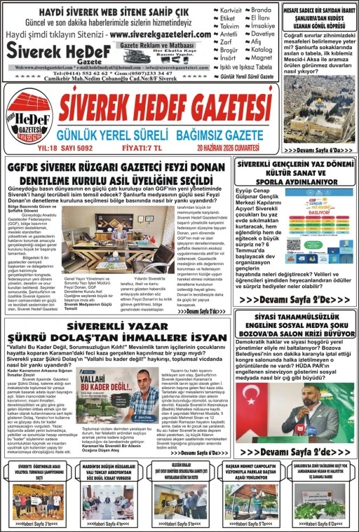20.06.2026 Tarihli Gazetemiz