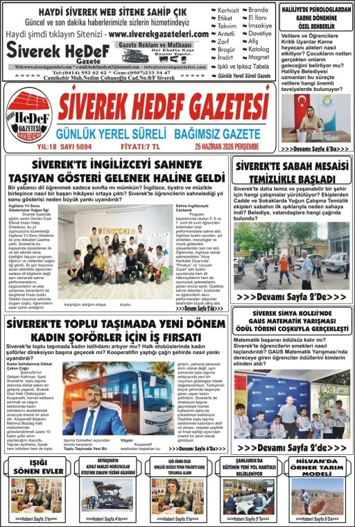 25.06.2026 Tarihli Gazetemiz
