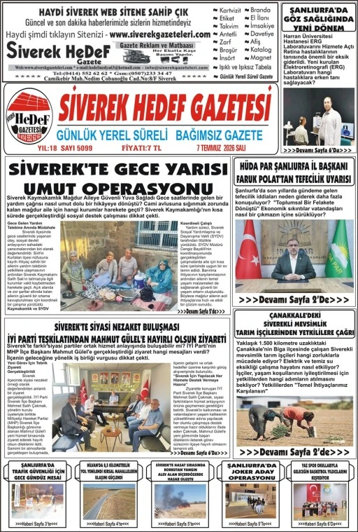 07.07.2026 Tarihli Gazetemiz
