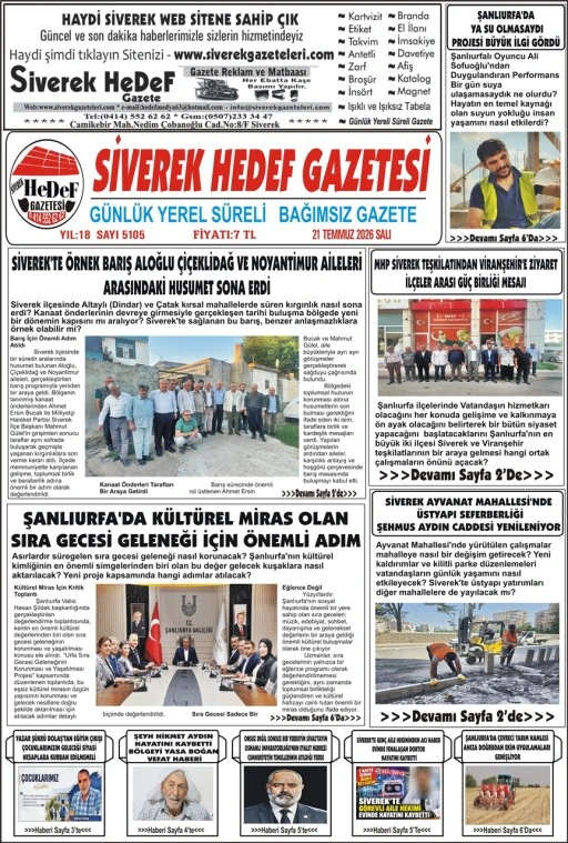 21.07.2026 Tarihli Gazetemiz