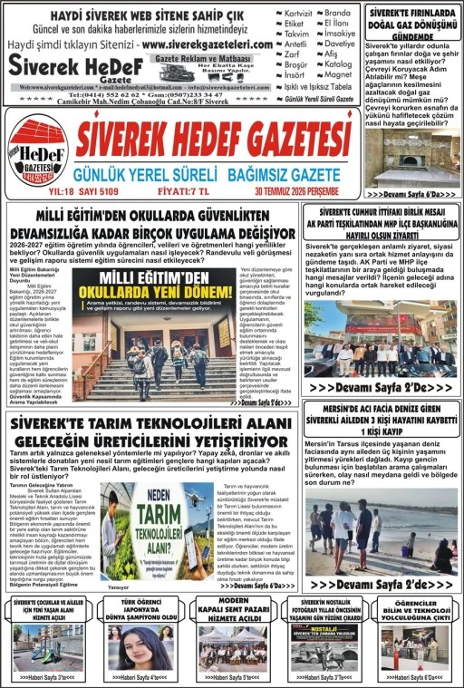 30.07.2026 Tarihli Gazetemiz