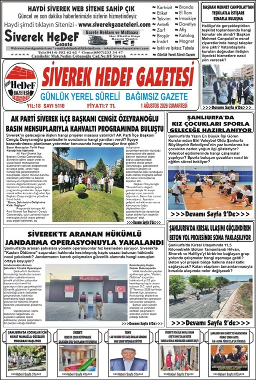 01.08.2026 Tarihli Gazetemiz