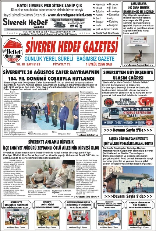 01.09.2026 Tarihli Gazetemiz