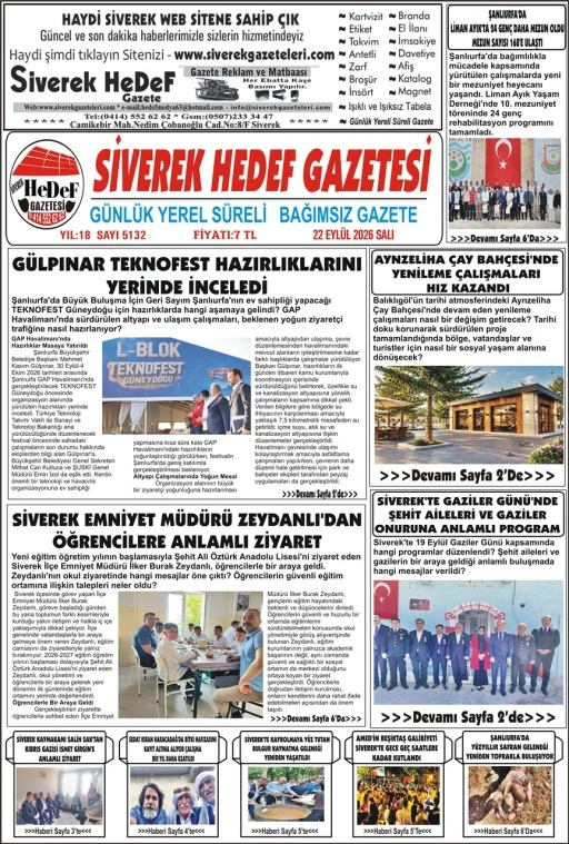 22.09.2026 Tarihli Gazetemiz