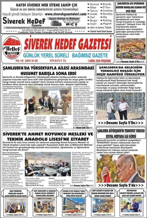 01.10.2026 Tarihli Gazetemiz