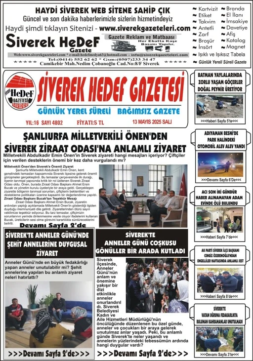 13.05.2025 Tarihli Gazetemiz