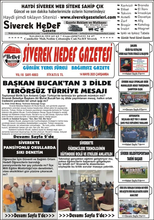 14.05.2025 Tarihli Gazetemiz