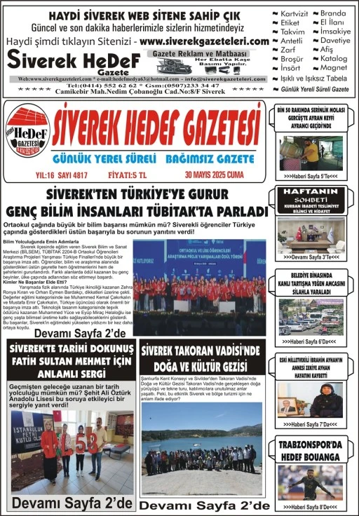 30.05.2025 Tarihli Gazetemiz