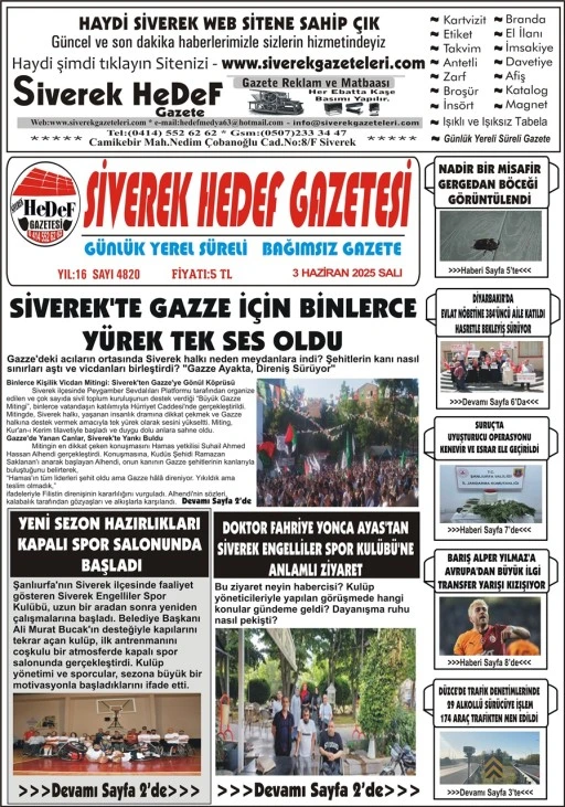 3.06.2025 Tarihli Gazetemiz