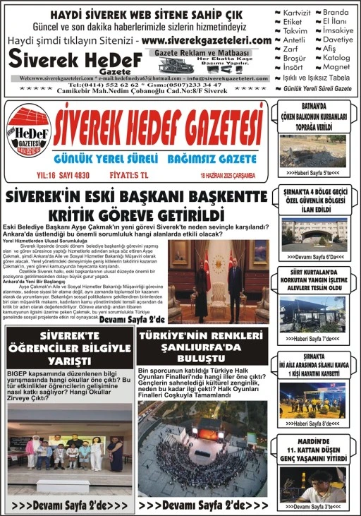18.06.2025 Tarihli Gazetemiz