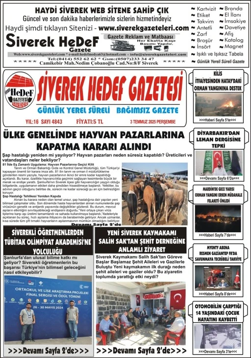 3.07.2025 Tarihli Gazetemiz