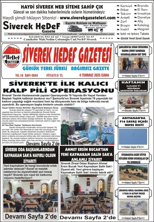 4.07.2025 Tarihli Gazetemiz