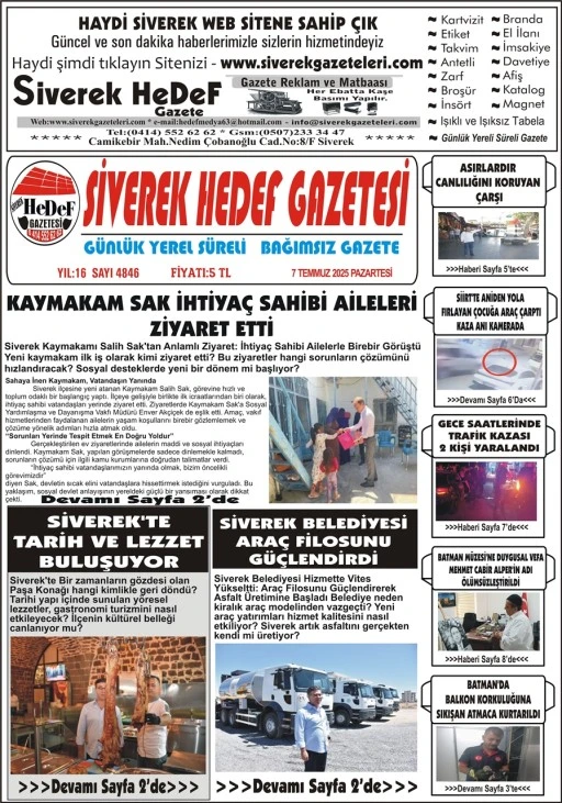 7.07.2025 Tarihli Gazetemiz 