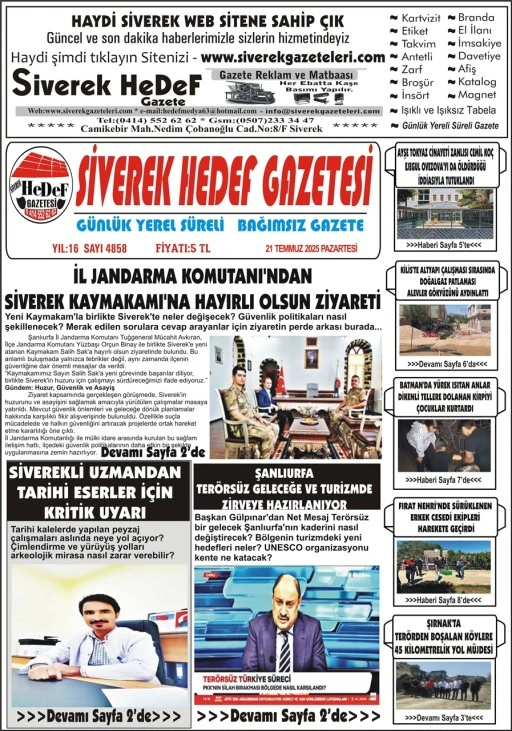 21.07.2025 Tarihli Gazetemiz