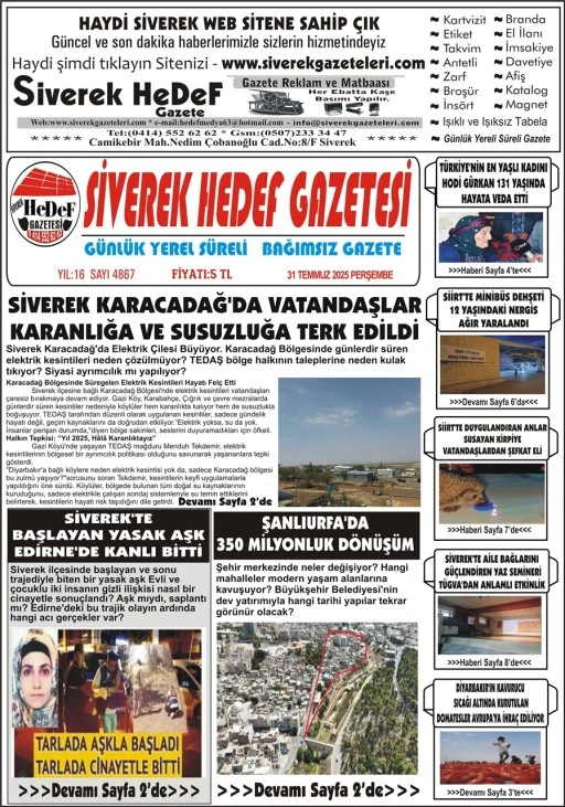 31.07.2025 tarihli Gazetemiz