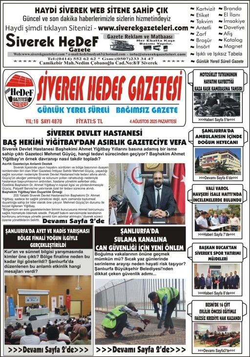 4.08.2025 Tarihli Gazetemiz