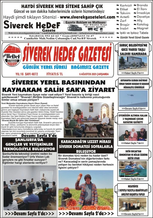 6.08.2025 Tarihli Gazetemiz