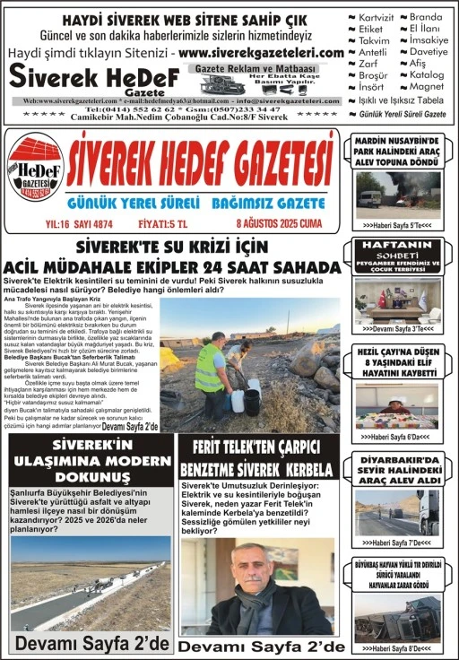 8.08.2025 Tarihli Gazetemiz