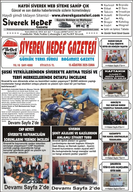 15.08.2025 Tarihli Gazetemiz