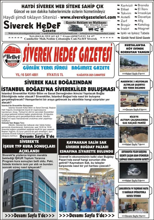 16.08.2025 Tarihli Gazetemiz
