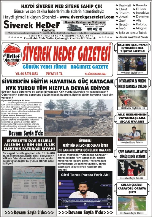 19.08.2025 TArihli Gazetemiz