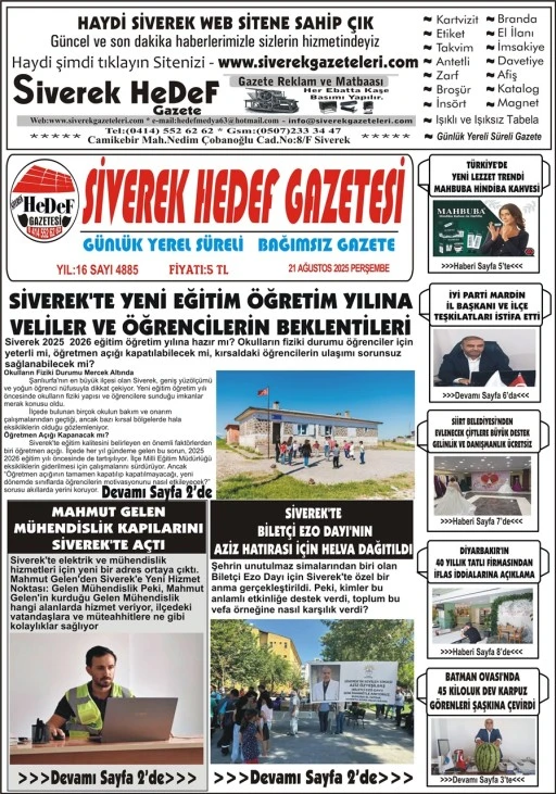 21.08.2025 Tarihli Gazetemiz