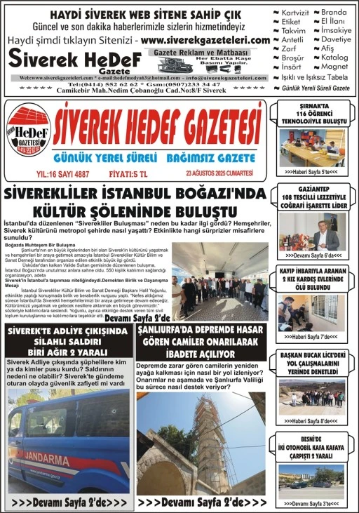 23.08.2025 Tarihli Gazetemiz