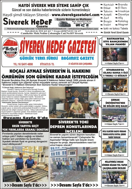 27.08.2025 Tarihli Gazetemiz
