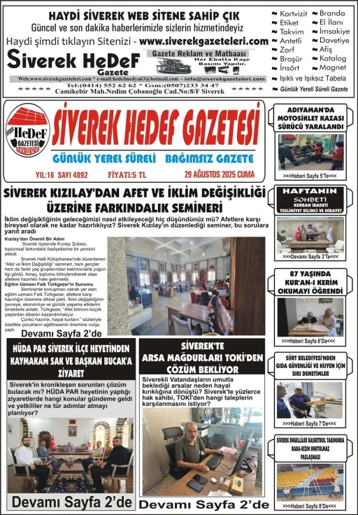 29.08.2025 Tarihli Gazetemiz