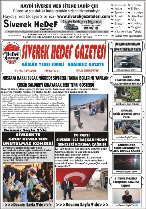 1.09.2025 Tarihli Gazetemiz