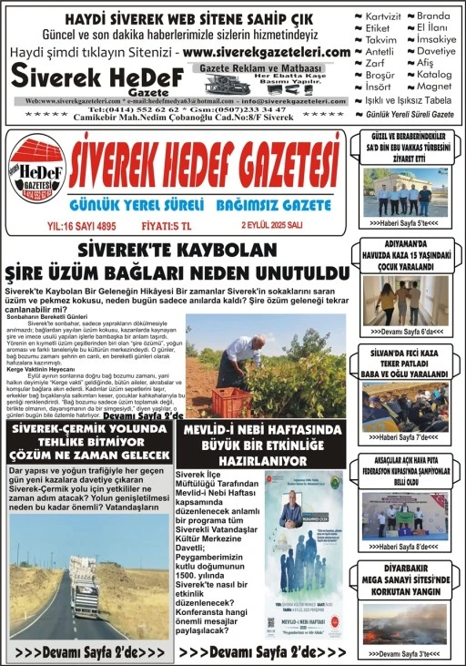 2.09.2025 Tarihli Gazetemiz