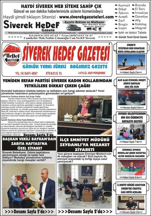 4.09.2025 Tarihli Gazetemiz