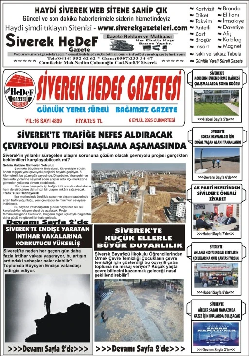 6.09.2025 Tarihli Gazetemiz