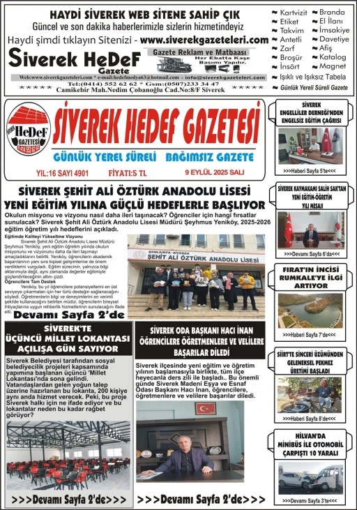9.09.2025 Tarihli Gazetemiz