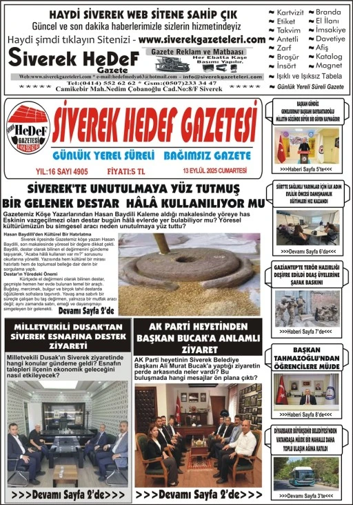 13.09.2025 Tarihli Gazetemiz
