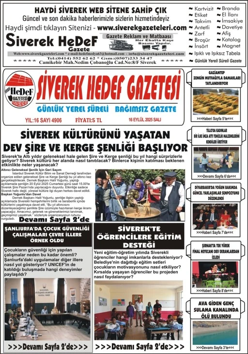 16.09.2025 Tarihli Gazetemiz
