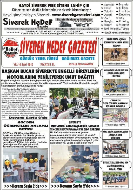 20.09.2025 Tarihli Gazetemiz