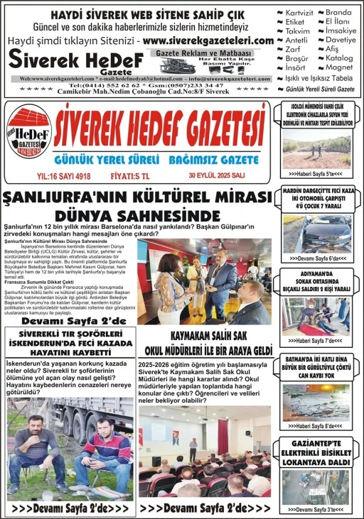 30.09.2025 Tarihli Gazetemiz