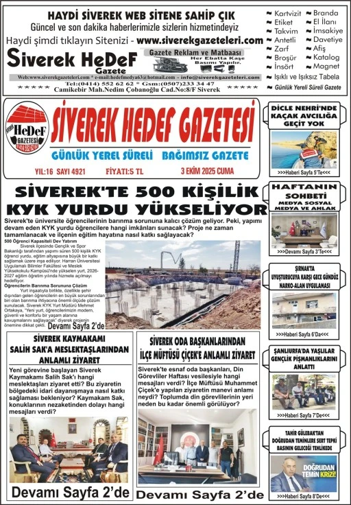 3.10.2025 Tarihli Gazetemiz