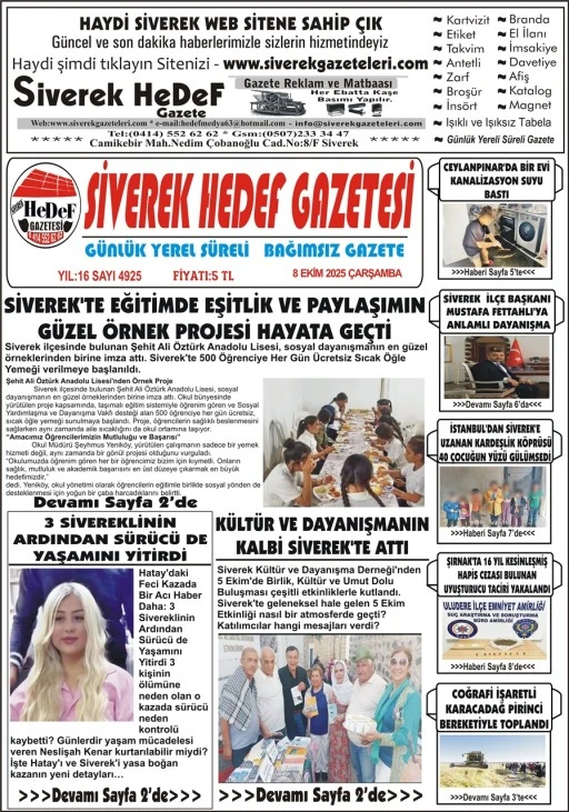 8.10.2025 Tarihli Gazetemiz