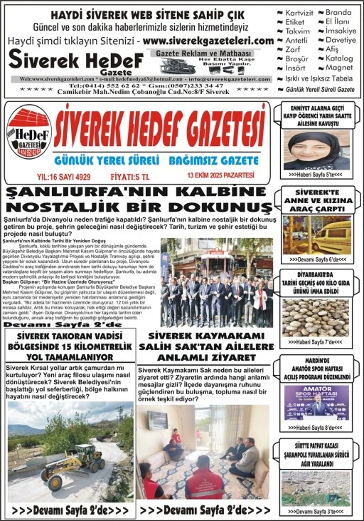 13.10.2025 Tarihli Gazetemiz