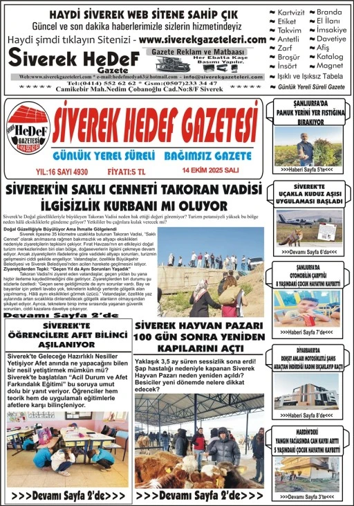 14.10.2025 Tarihli Gazetemiz