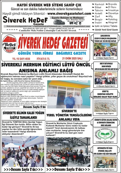 21.10.2025 Tarihli Gazetemiz